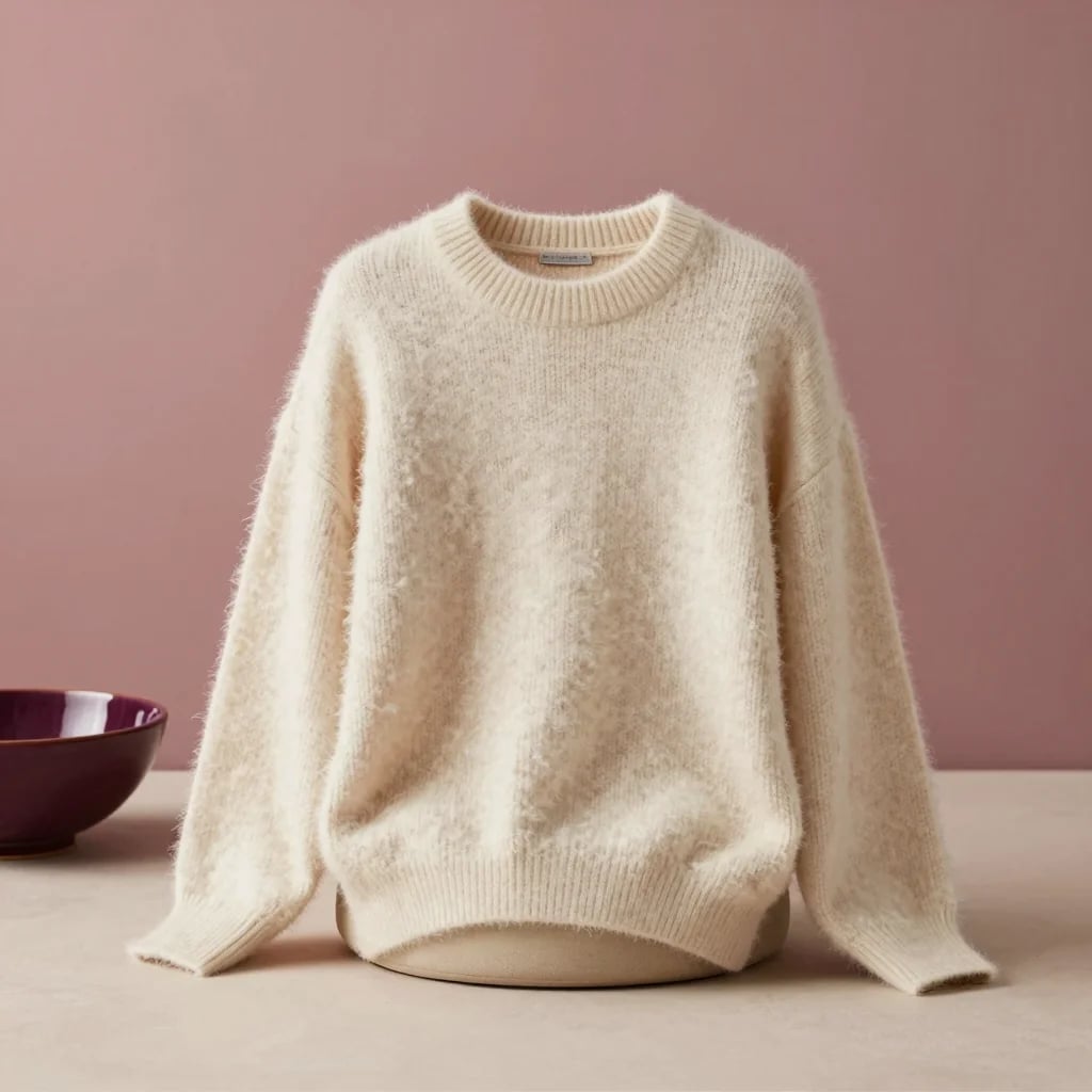 Cream Fuzzy Crewneck