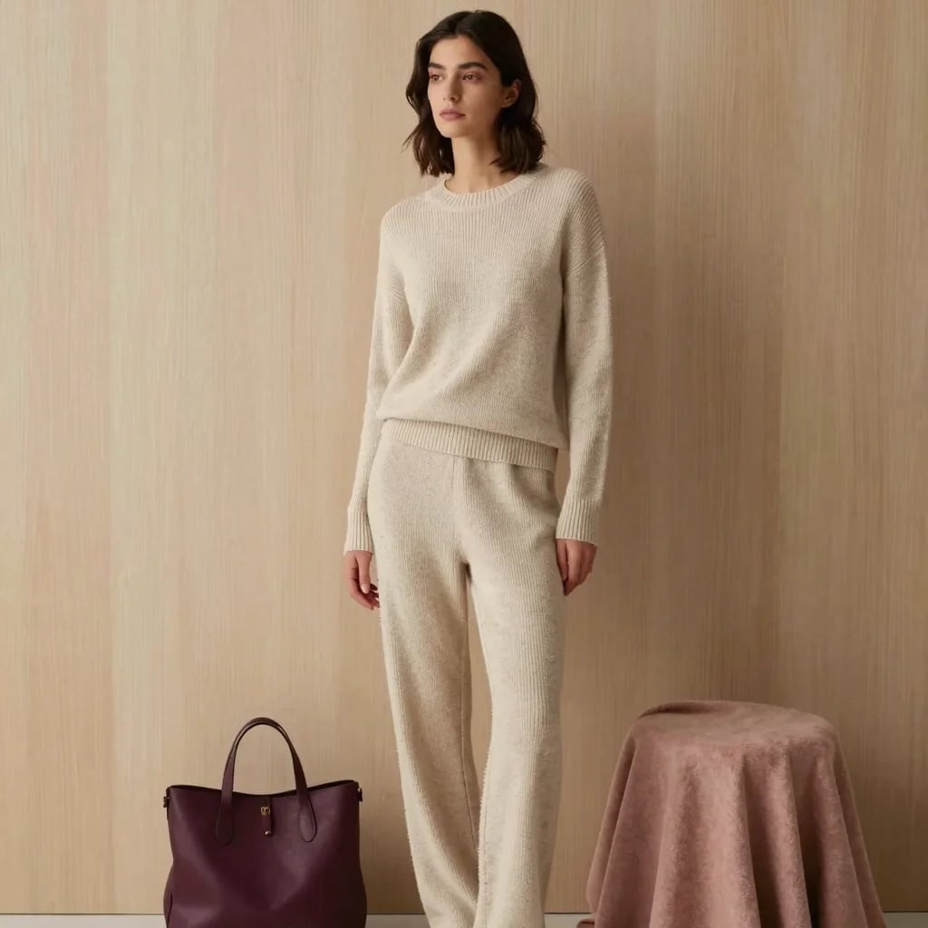 Oat Ribbed Knit Set